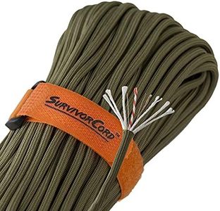 Titan 620 LB SurvivorCord Paracord [w/Free Ebooks] | Patented 550 Parachute Cord with Integrated Fishing Line, Waxed-Jute Tinder, and Utility Wire. Developed for U.S. Military Special Operations., mens, Olive Drab (103 FEET), 103 FT (RETAIL PACKAGING)