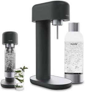 Mysoda Ruby 2 Sparkling Water Maker - Soda Streaming Machine Silent Carbonated Water Machine Robust Long-Lasting Aluminium Soda Maker 1L Water Bottle Without CO2 Cylinder - Black Silver Soda Machine
