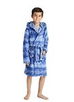 Boys Plush Bathrobe, Cozy Kids Shark Robe With Sherpa Lined Hood, Size XS