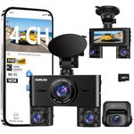 HUPEJOS 2K 4 Channel Dash Cam Front and Rear Inside, 360° View Car Camera, Dash Camera for Cars Built-in Wi-Fi, Dashcam with 64GB Card, Voice Control, WDR Night Vision, 24H Parking Mode, Mini Size, V7