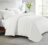 California Design Den 3 Piece King Size Duvet Cover - 100% Cotton Sateen, 400 Thread Count, Soft Luxury Sateen Weave Comforter Cover and Two Pillow Shams, Button Closure and Corner Ties - Ivory