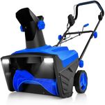 Goplus Electric Snow Blower, 3190 RPM 20”W Corded Snow Thrower w/ 15 AMP Motor, 180° Rotating & 30 FT Throwing Chute, Dual LED Lights, HDPE Wear-Resistant Wheels, Snow Removal for Driveway (Blue)
