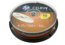 HP CD-RW 700MB Premium Rewritable Blank Compact Disc Cake Box 4x-12x Speed (Pack of 10)