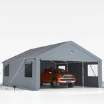 20 * 20 Heavy Duty Carport Canopy - 2 Box Extra Large Portable Car Tent Garage with Roll-up Windows and All-Season Tarp Cover,Removable Roof &Side Walls for Car, SUV,Boats&Truck Shelter Logic Storage