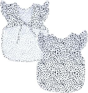 BapronBaby Flutter Organic Dot Bapron - No Neck Tie Safer Bib for Baby & Toddler - Soft Waterproof Stain Resistant - Machine Washable - Sz Baby/Toddler 6m-3T