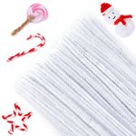 G2PLUS White Pipe Cleaners for Craft, 30cm Long Crafting Pipe Cleaners for Christmas Craft, 6mm Chenille Stem for DIY, 100PCS Pipe Cleaners for Christmas Tree Project Decoration