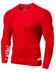 LAFROI Men's Long Sleeve UPF 50+ Baselayer Skins Performance Fit Compression Rash Guard-CLYYB Asym Red Size LG