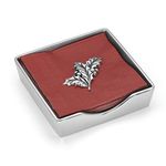 LENOX 887656 Holiday Napkin Box with Weight, Alloy Steel, Red & Green