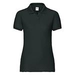 FRUIT OF THE LOOM LADY FIT PIQUE POLO SHIRT - (S-XXL) 9 COLOURS (XL - 38" - SIZE 16, BLACK)