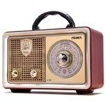 PRUNUS J-110 Retro AM FM Portable Radio, Vintage Speaker with 3-Way Power Sources, Big Frequency Scale, Enhanced Bass, AUX TF Card USB Disk MP3 Player(Silver)