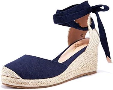 Ruanyu Womens Platform Espadrille Sandals Lace Up Closed Toe Summer Wedge Sandals