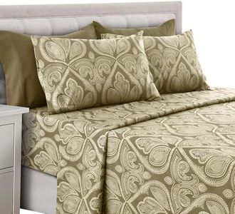 Lux Décor Paisly de lit Taille 1800 Series égyptien Ensemble de Drap de lit de qualité, Microfibre, Ivoire, King