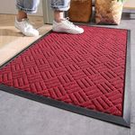 Large Door Mat- Front Door Mat Outdoor Indoor Entrance-Thick Non Slip Rubber Welcome Mat Indoor Outdoor Mats for Home Entrance Inside Outside Entryway Burgundy 60X90cm