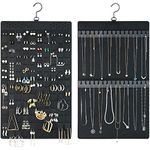 KMEOSCH Double-Sided Jewelry Organizer - Holds 300 Pairs of Earrings and 30 Necklaces - Space-Saving Design Wall Hanging Earrings Holder and Necklace Organizer (1 Pack)