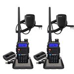 Retevis RT5R Ham Radios Long Range,Two Way Radio Dual Band 128CH High Power Walkie Talkie, Walkie Talkies for Adults, 1400mAh Rechargeable 2 Way Radios with Shoulder Mic, Camping, Jobsites (2 Pack)