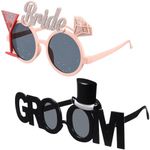 jojofuny 2pcs Bride and Groom Sunglasses Wedding Decor Groom Eyeglasses Bride Glasses Bachelorette Party Favors Eyeglasses Photo Props Fancy Dress Props Supplies Funny Sunglasses