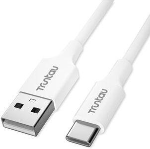 USB A to USB C Cable, Premium Type C Charger Cord Standard Length, Charging Data Sync USB C Charger Cable for Samsung S10 Plus A80 Note 20, iPhone15 Pro Plus Max, LG, Moto, etc, White TPE, 3.3 ft