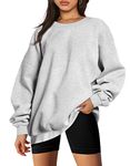 Trendy Queen Oversized Sweatshirts for Women Hoodies Crewneck Fall Winter Outfits Pullover Sweaters Clothes Fashion 2024, Grey, Medium