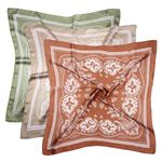 Longwu 3 Pcs 27.5 Inches Satin Head Scarf Hair Scarf Silk Head Scarf Silk Bandana Silk Hair Wrap Neck Scarf for Women Girls Brown+Khaki+Green