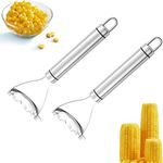 Fast Corn Cob Separator, Corn Peeler from Corn on The Cob Efficient Corn Cob Separator, Stainless Steel Multifunctional Kitchen Grips Corn Planer for Cooked or Fresh Cob Cutter kernels (2)