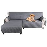 cjc Double-Sided Waterproof Sofa Slipcover L Shape Sofa Cover Sectional Couch Cover Chaise Slip Cover Reversible Sofa Cover Furniture Protector Cover for Pets Kids Children Dog Cat (M, Grey)