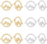 UNICRAFTALE 12Pcs 2 Colors Flat Round with Mountain Charms 201 Stainless Steel Flat Round Pendants 1.4mm Hole Dangle Charms Earring Charms Bracelets Necklace Pendants for Jewelry Making