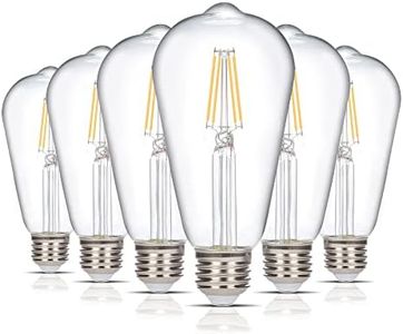 Simba Lighting LED Edison Vintage Filament ST21 (ST64) Light Bulbs (6 Pack) 4W Dimmable 40W Equivalent Clear Glass Decorative Antique Retro, Standard Medium E26 Base, Warm White 2700K