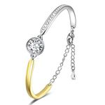 Angelady Bracelets for Women, 18K Yellow Gold Plated Adjustable Bracelet, Charm Bracelets for Women with Cubic Zirconia Jewelry Bracelet Valentines Day Gift for/ Girlfriend/ Wife | 2.5cm CZ, Size 7 Inch