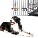 Set of 2 Stainless-Steel Dog Bowls - Cage, Kennel, and Crate Hanging Pet Bowls for Food and Water - 20oz Each and Dishwasher Safe by PETMAKER