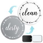 Dishwasher Magnet Clean Dirty Sign: Works on Stainless Steel Non Magnetic Dish Washers - 3.15" - includes Magnetic Piece with Adhesive - Farmhouse Kitchen Accessories Decor, Apartment Necessities