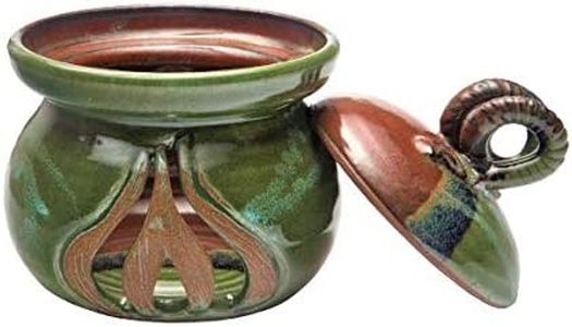 Ceramic Garlic Storage Keeper, Made in the USA, Green, Hand Dipped