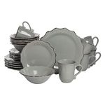 10 Strawberry Street Oxford Dinnerware Set, 24 Pc, Gray