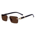 Dervin Rectangular Rimless Sunglasses for Men and Women (Brown)