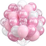 Balloons Pink and White, 60 Packs 12 Inch Light Pink White Balloons with Confetti Balloons for Birthday Party Decorations Girl Women, Wedding, Christening Baby Shower Party, Bridal Shower