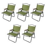 Kuber Industries (Set of 5) Portable & Foldable Chair for Travelling - Camping Cloth Kurchi for Outdoor Beach & Home Aram - Green