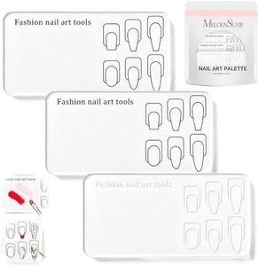 MelodySusie 3Pcs Nail Art Practice Palette, Practice Hand Alternative with Nail Shape Lines, Reusable Gel Polish Mixing Plate & Training Board for Nail Finger Practice, Clear