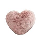 MorroMorn Fluffy Heart Throw Pillows, Shaggy Decorative Pillow for Sofa Couch Bed, Cute Room Decor Gifts for Women Girls Kids - Decorations for Valentines Day Mothers Day Christmas (Blush)