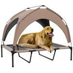 PawHut Elevated Dog Bed with Canopy, Cooling Dog Cot Bed for Camping, Portable Raised Pet Cot with Washable Breathable Mesh, for Indoor Outdoor, Large Dogs, 42" x 30" x 37", Coffee