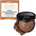 LAURA GELLER NEW YORK Award-Winning Baked Balance-n-Brighten Color Correcting Powder Foundation – Handmade in Italy – Buildable Coverage, Matte Finish – For Mature & Sensitive Skin – 09 Toffee