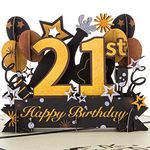 HOMANGA Happy 21st Birthday Pop Up Card, 21st Birthday Card with Note and Envelope, 21st Birthday Gifts for Son, Brother, Nephew, Men, 21 Years 3D Pop Up Birthday Greeting Card 15x20 cm