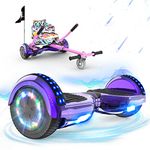 RCB Hoverboards with Go Kart Seat Bundle for Kids Segways Built in LED lights Bluetooth Speaker Hoverboards, Gift for Kids and Adult