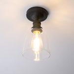 Phansthy Industrial Ceiling Light, Retro Ceiling Pendant Light with Bell Shaped Glass Lampshade, E27 Lamp Base Pendant Lamp for Bedroom Corridor Balcony (Black)