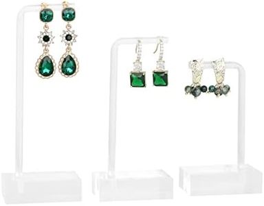 GemeShou 3pcs clear earring stand jewelry display for show, acrylic earring holder hanger for women, small earring jewelry display for selling Photo【Acrylic Earring L Stand-3pcs 】