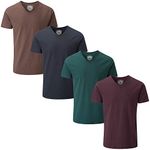 Charles Wilson 4 Pack Men's Comfort Stretch V-Neck T-Shirt (Small, Dark Essentials 64)