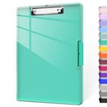 Piasoenc Clipboard with Storage, 8.5x11 Clip Boards with 2 Storage Case and A4 Paper Folder, Clear Dry Erase Top Panel, Heavy Duty Plastic, Folio & Side-Opening, for Nurses, Teachers, Lawers, Green