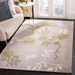 Plush Carpet Hand-Tufted Export Quality Carpet Leaf Pattern Area Rug for Living Room (Light Grey, 9 X 12 Feet, Woollen)