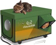 Outdoor Heated Cat House for Winter - Weatherproof & Insulated & Safe Escape Door Feral Cat Shelter with Waterproof Heated Cat Bed Pet Heating Pad, Warm House for Outside Stray and Barn Cats