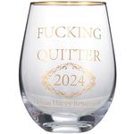 2024 Retirement Gifts for Women Men Mom Dad Retire Coworker Leaving Gift 15oz Stemless Wine Glasses Tumbler Cup Mug Tumbler Funny Retired Present