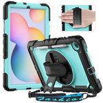 Timecity Case for Samsung Galaxy Tab S6 Lite 10.4'' 2024/2020/2022 (SM-P620/P625/P613/P619), Shockproof Protective Case with Screen Protector, 360° Rotating Stand, Shoulder/Hand Strap -Light Blue