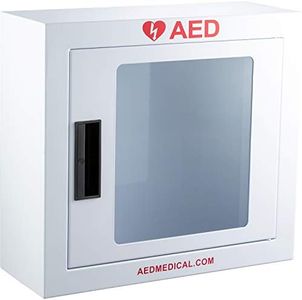 Stainless Steel AED Cabinet | 16 x 6 x 15 Inch Wall Mount Storage Cabinet for Defibrillators | Compact AED Surface Mount Cabinet Equipped Door-Activated Alarm